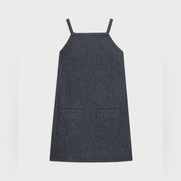 THEORY Crip Denim Square Neck Pinafore Dress in Indigo Size 2 NWT - Picture 5 of 11